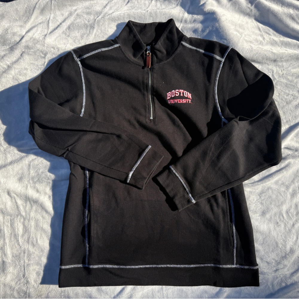 Boston University Charles River Apparel Black Sweater with White Accents Large